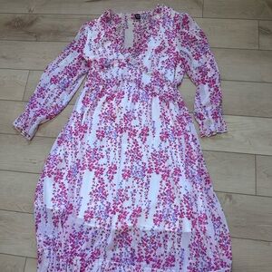 SHEIN Pink and Purple Floral Long Sleeve Dress